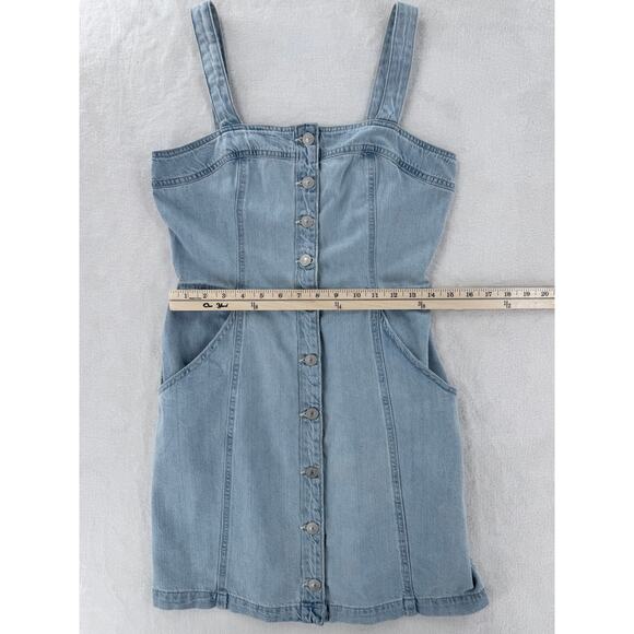 Levis Womens Denim Mini Dress Overall Jumper Button up Blue Jean Small - Picture 8 of 8